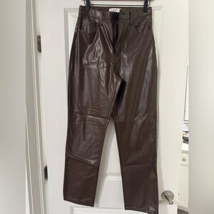Abercrombie and Fitch Faux Leather Pants - Brown Size 6